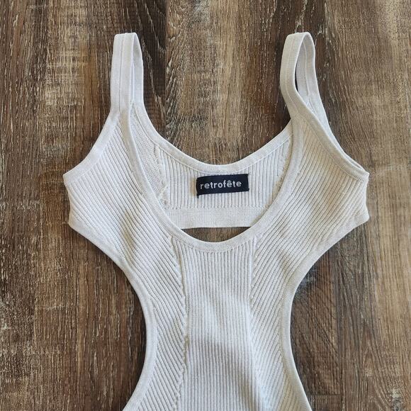 Retrofete Silver Metallic Dress Cut Out Open Back Sleeveless Size XS - Picture 2 of 10